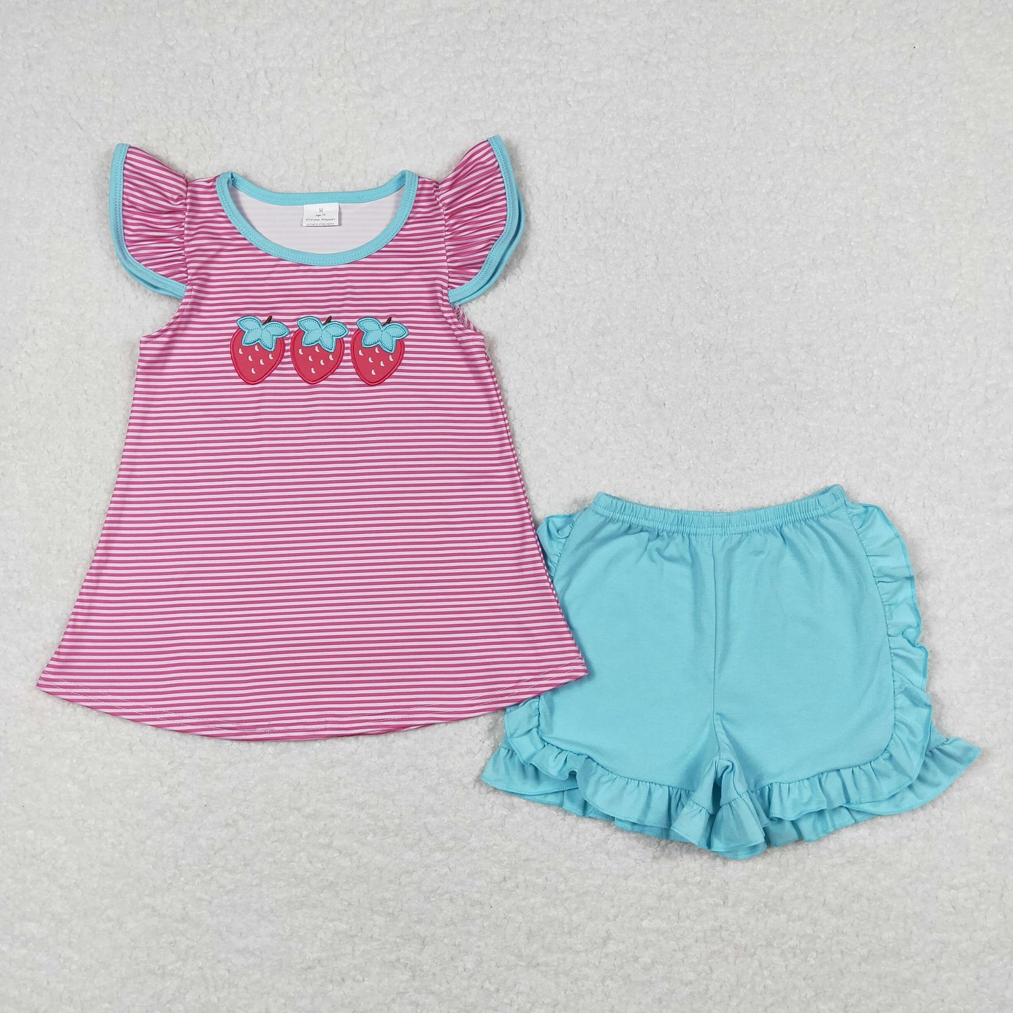 GSSO0556 Girls Strawberry Outfits Embroidery