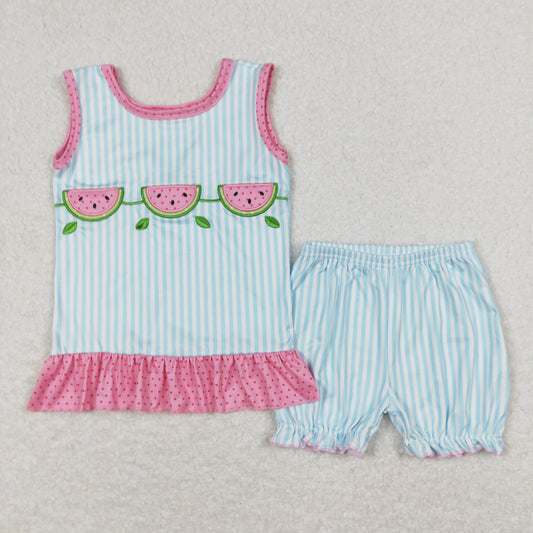 GSSO0398 Girls Watermelon Outfits Embroidery