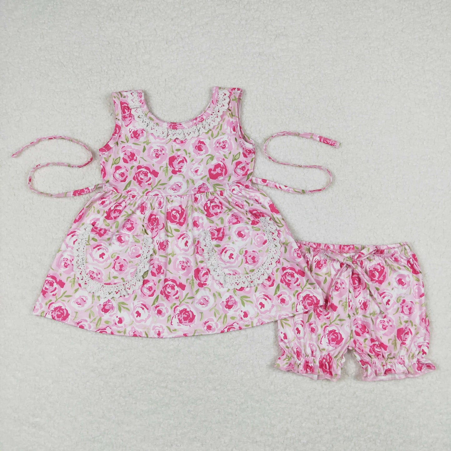 GSSO0685 Girls Pink Floral Outfits