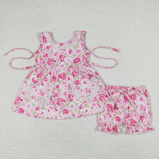 GSSO0685 Girls Pink Floral Outfits