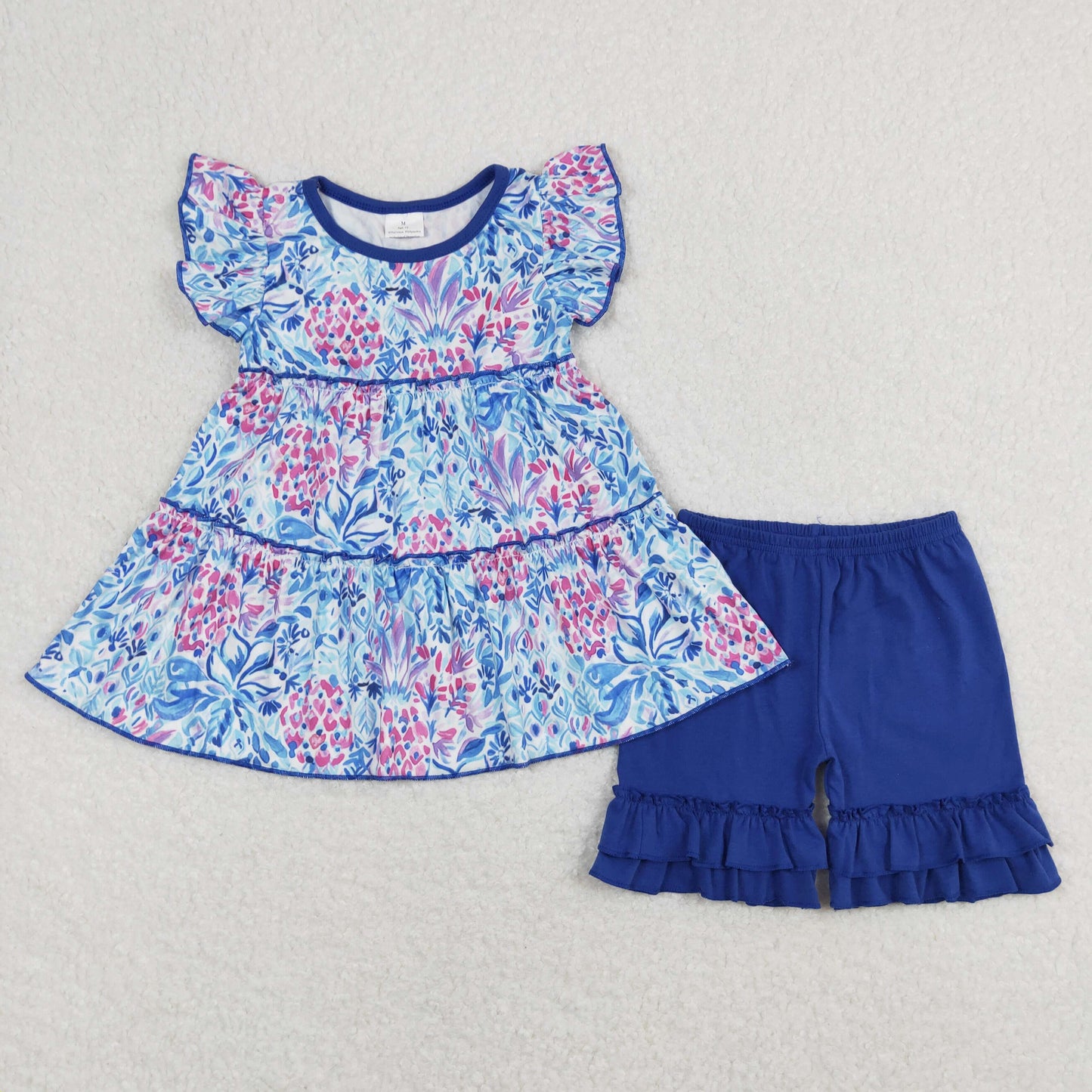 Girls Floral Blue Outfits