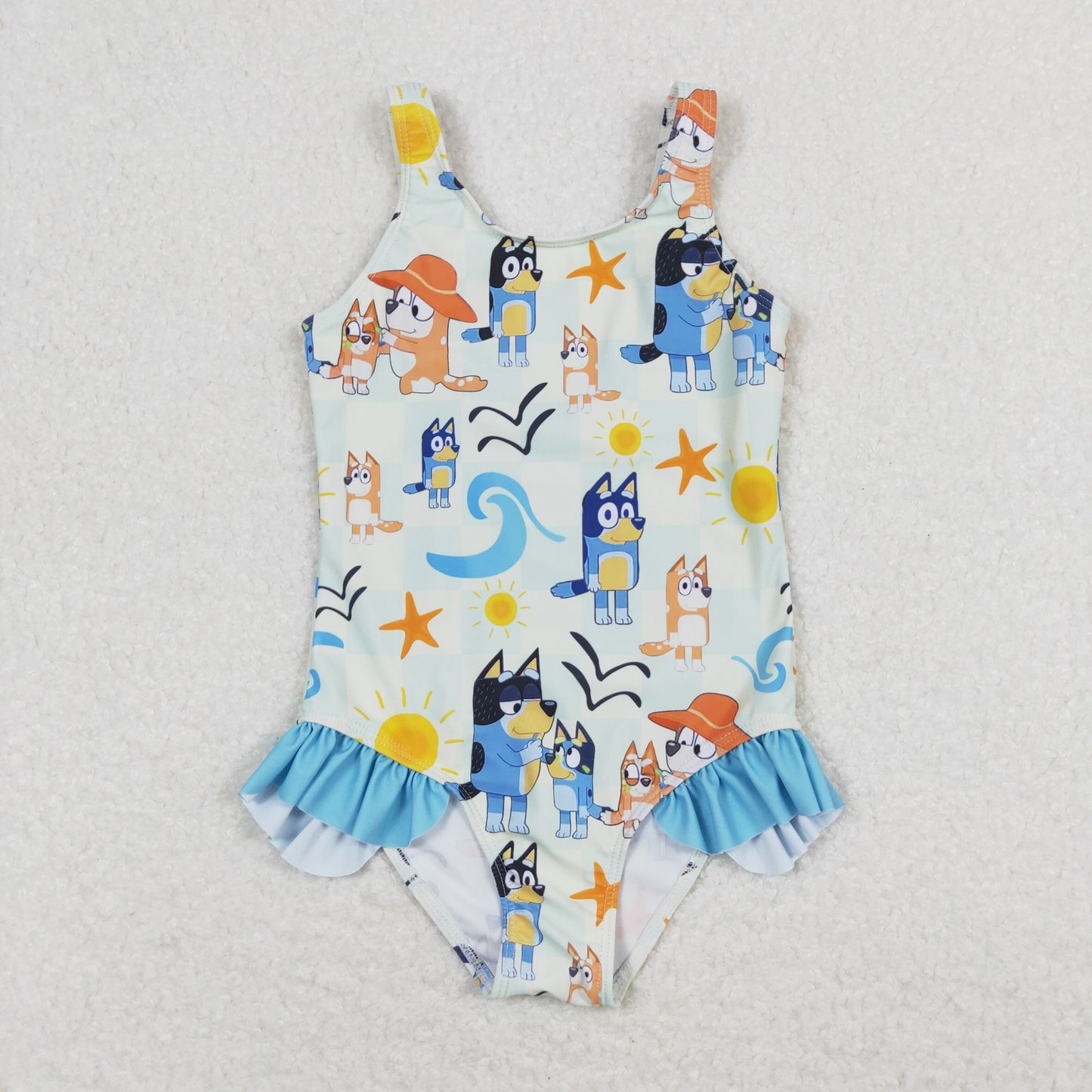 S0356 Girls Cartoon Dog Bathing Suit 1pcs