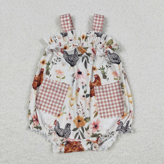 SR1073 Baby Girls Chicken Rompers