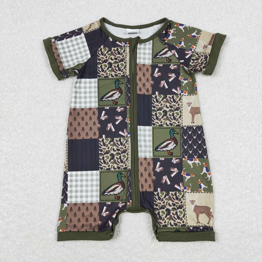 SR0902 Baby Boys Duck Zipper Rompers