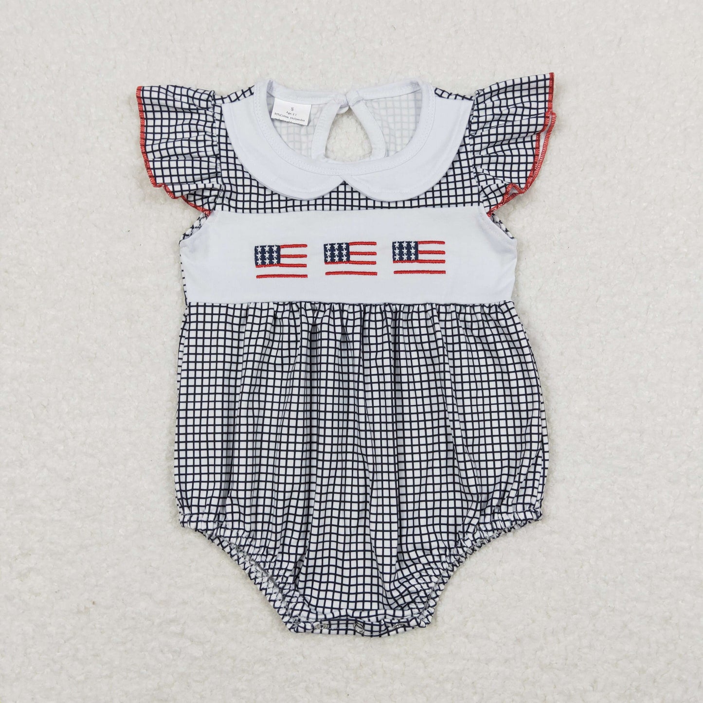 SR1000 Baby Girls Flag Rompers Embroidery