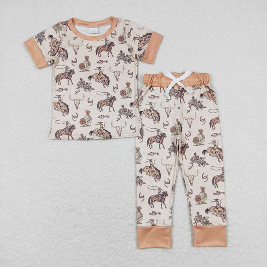 BSPO0334 Boys Brown Cowboy Pajamas