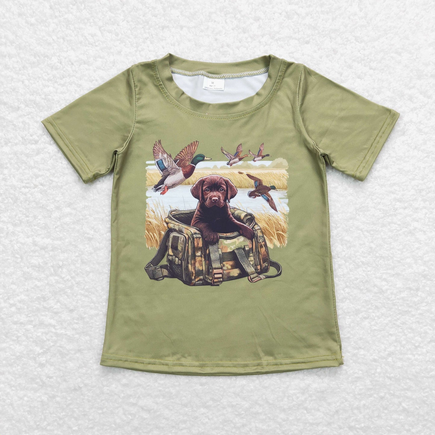 BT0637 Boys Dog T-shirt Milk silk