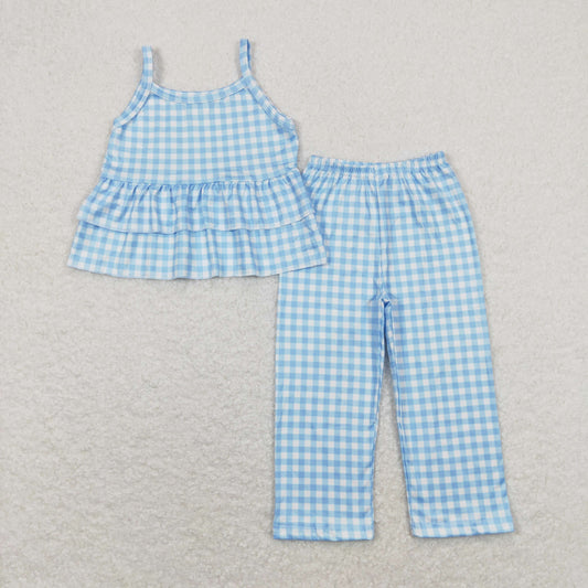 GSPO1378 Girls Blue Plaid Outfits