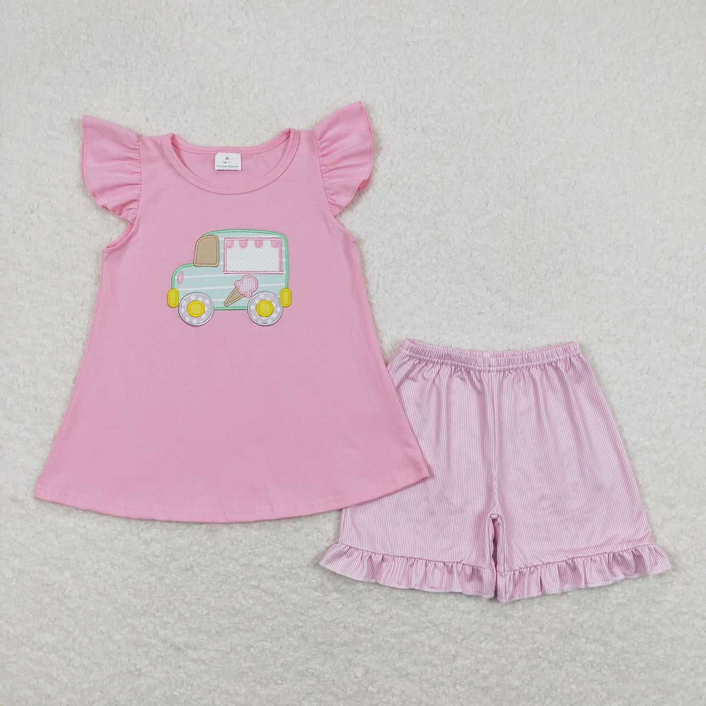 GSSO0508 Girls Ice Cream Pink Outfits Embroidery