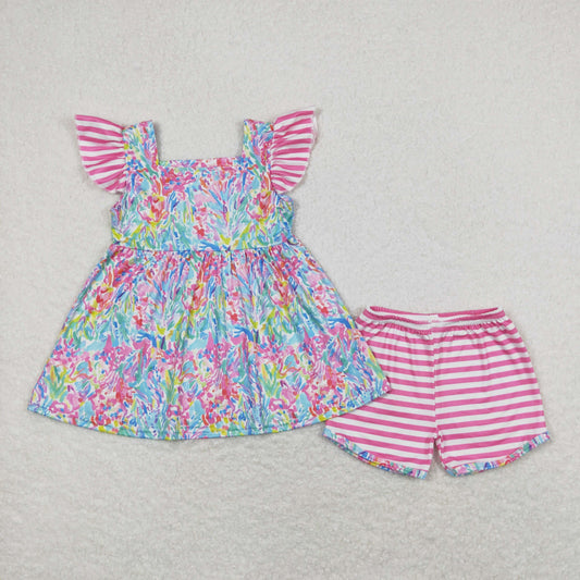 GSSO0937 Girls Pink Floral Outfits