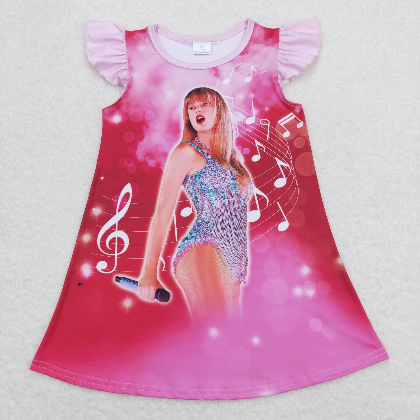 GSD1126 Pink flutter sleeves music singer girls dresses