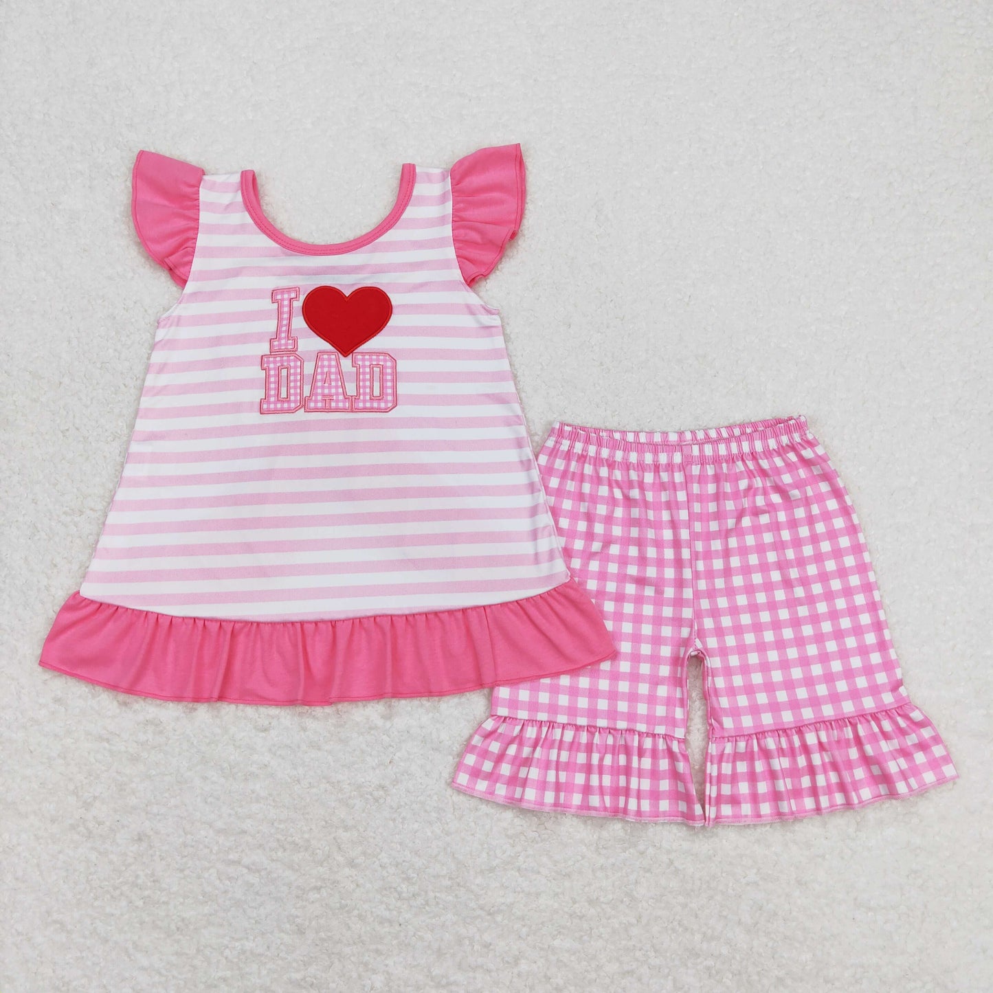 GSSO0563 Girls Love Dad Pink Outfits Embroidery