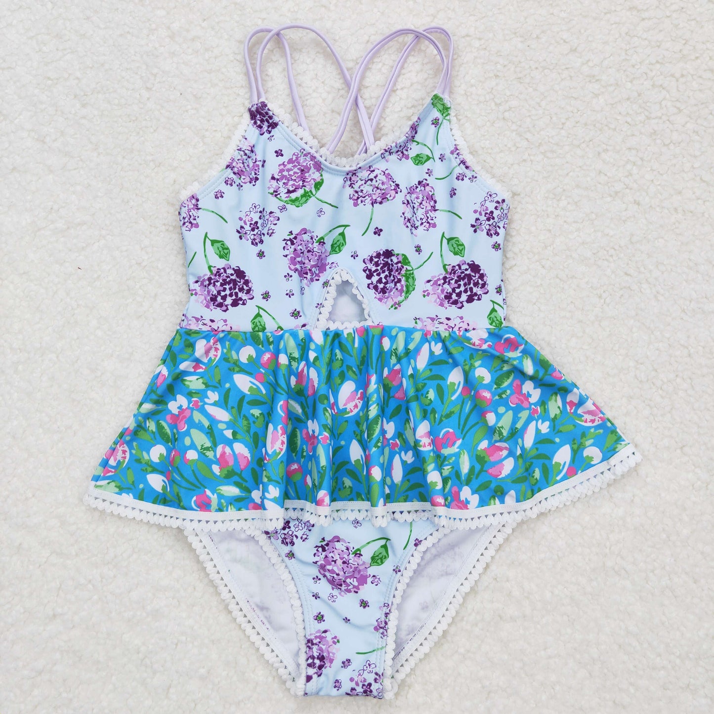 S0246 Girls Floral Bathing Suit 1pcs