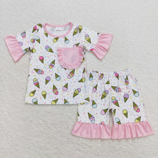 GSSO0667 Girls Ice Cream Summer Pajamas