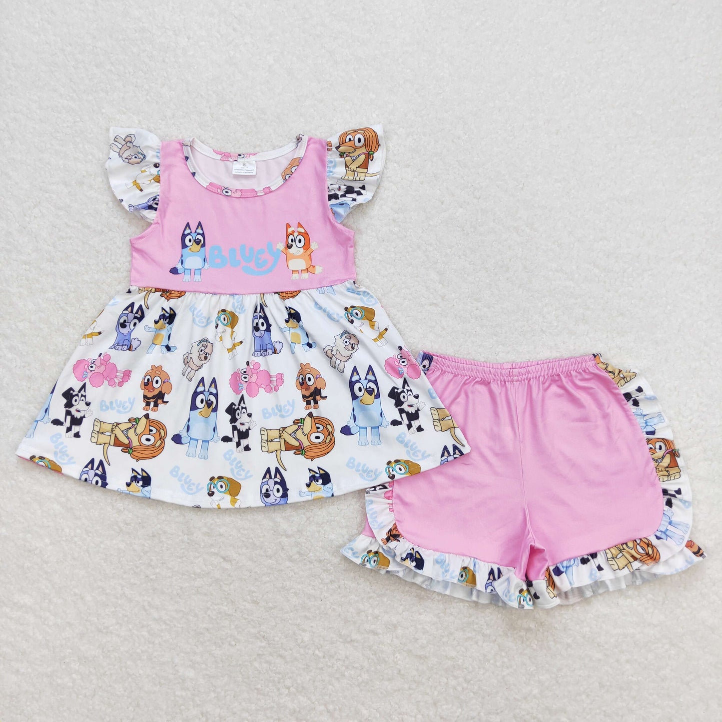 GSSO0388 Girls Cartoon Dog Pink Outfits