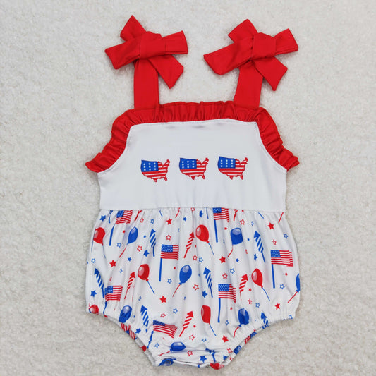 SR1106 Baby Girls USA Flag Bubble