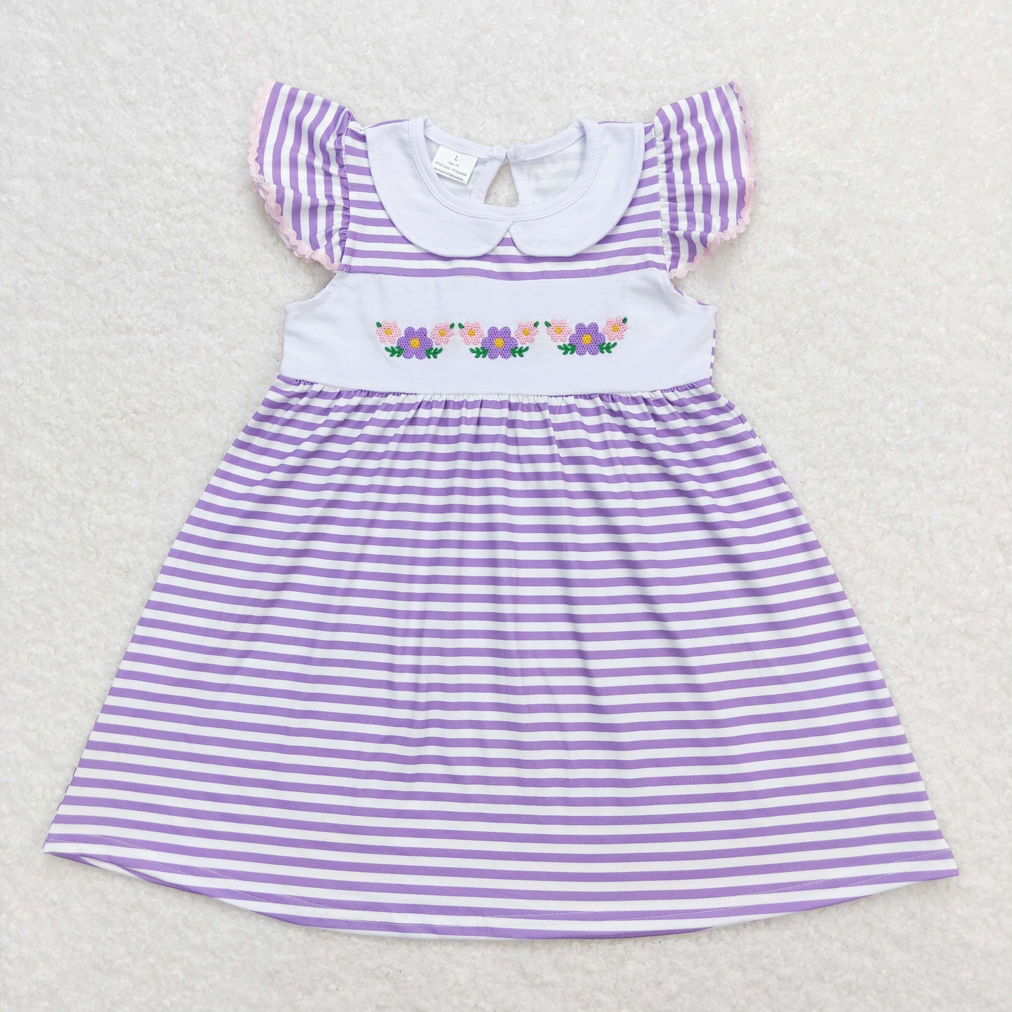 GSD0836 Girls Purple Floral Dress embroidery