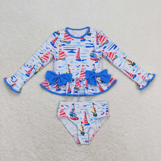 S0276 Girls Sailboat Bathing Suit 1pcs