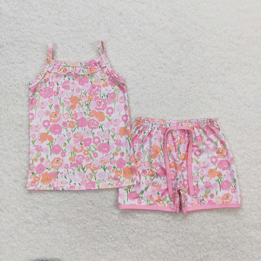 GSSO0868 Girls Floral PINK Outfits