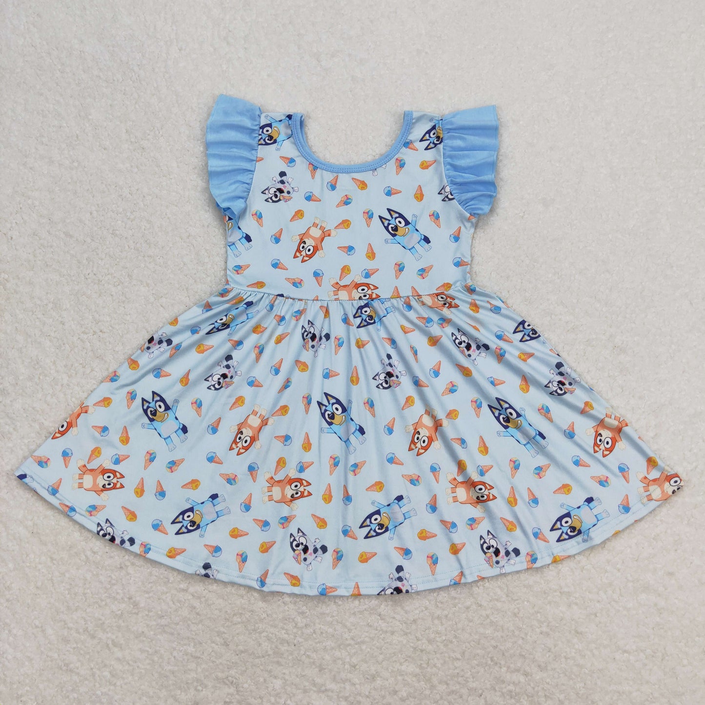 GSD1202 Girls Blue Cartoon Dog Dress