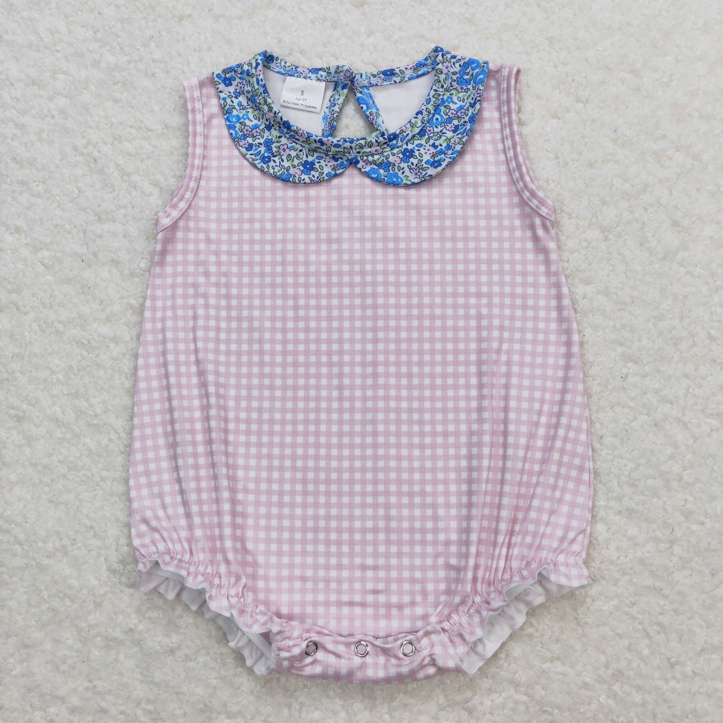 SR1087 Baby Girls pink Floral Rompers