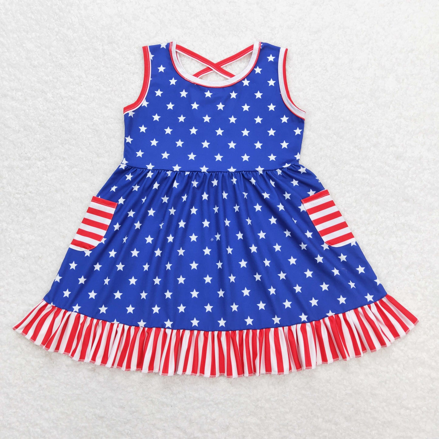 GSD0976 Girls Blue Stars Dress