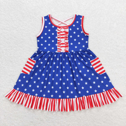 GSD0976 Girls Blue Stars Dress