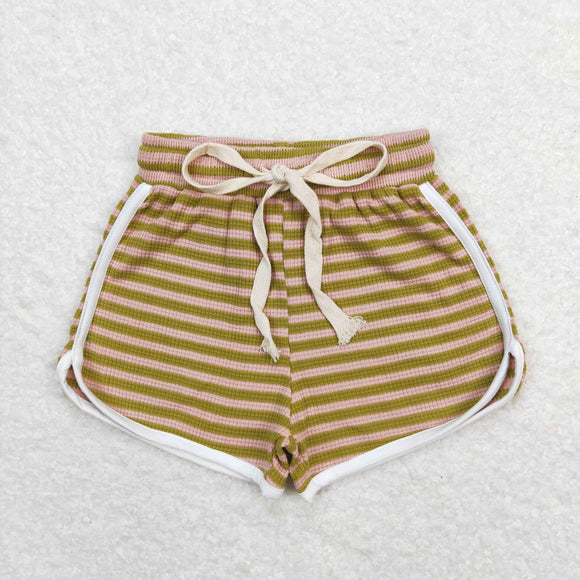 SS0321 Girls brown stripe Cotton Shorts
