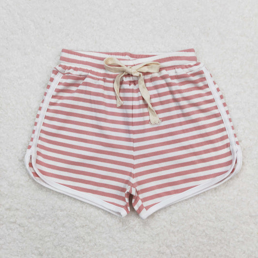 SS0327 Girls pink stripe cotton Shorts