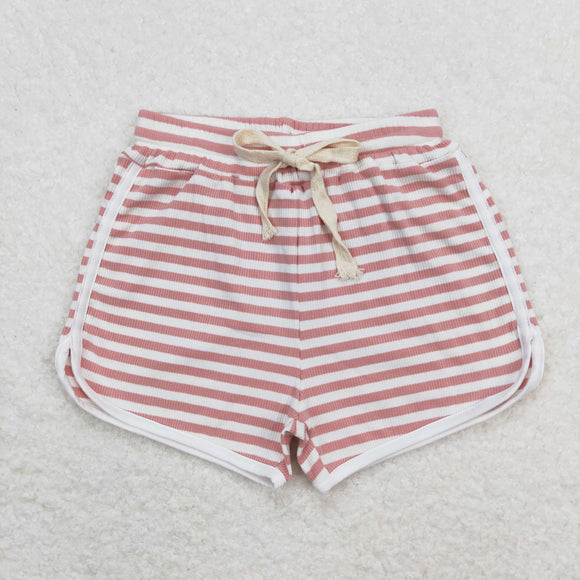 SS0327 Girls pink stripe cotton Shorts