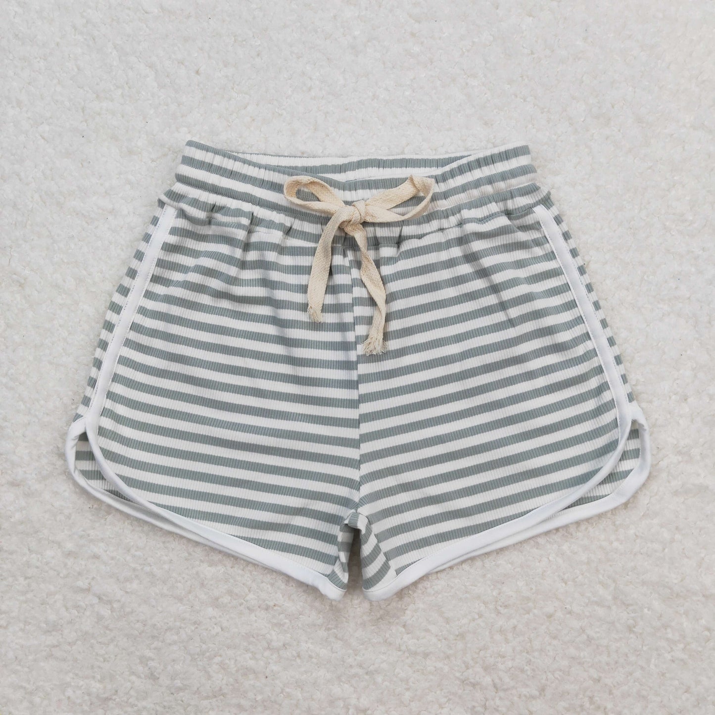 SS0328 Girls gray stripe cotton Shorts