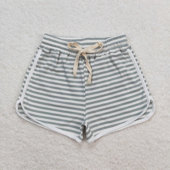 SS0328 Girls gray stripe cotton Shorts