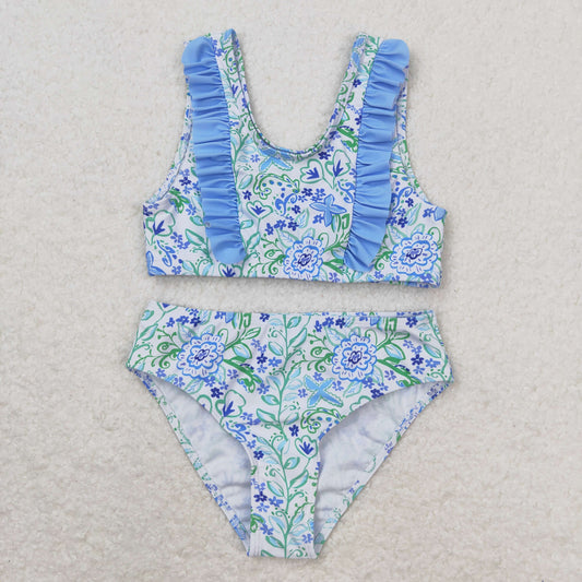 S0279 Girls Floral Bathing Suit 2pcs