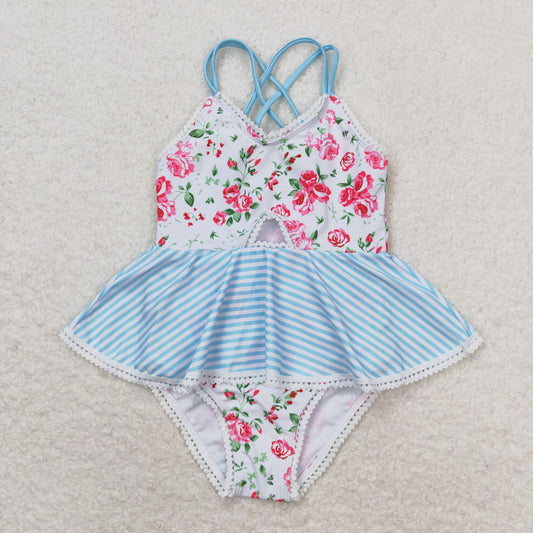 S0248 Girls Floral Bathing Suit 1pcs