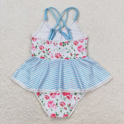 S0248 Girls Floral Bathing Suit 1pcs