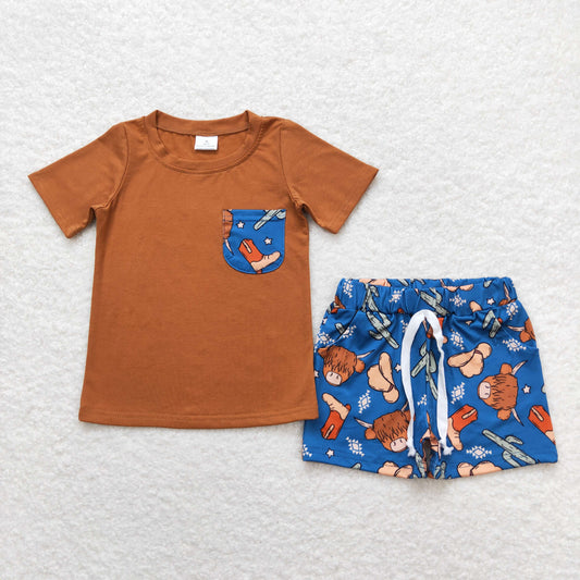 BSSO0542 Boys Brown Cow Outfits