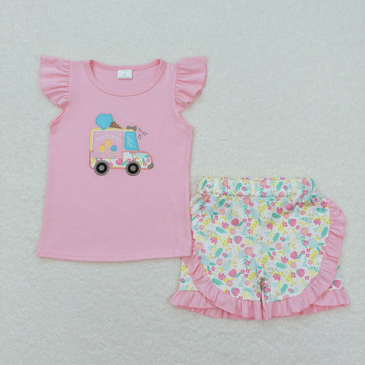 GSSO0644 Girls Ice Cream Outfits Embroidery