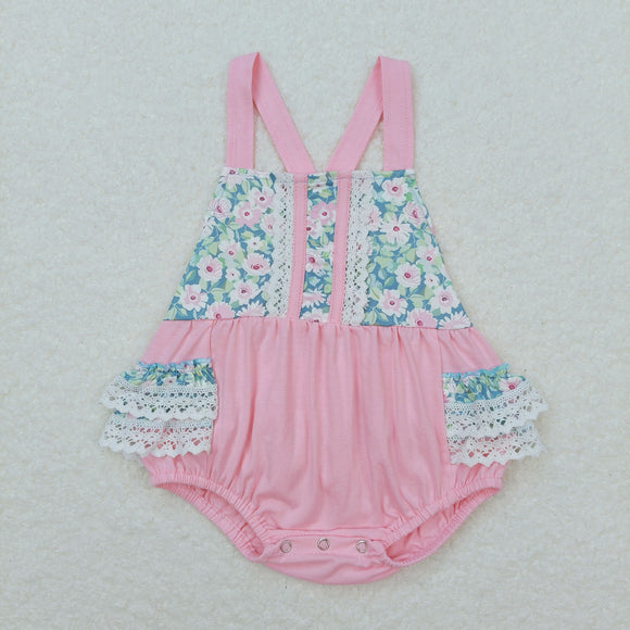 SR0986 Baby Girls pink Floral Bubble