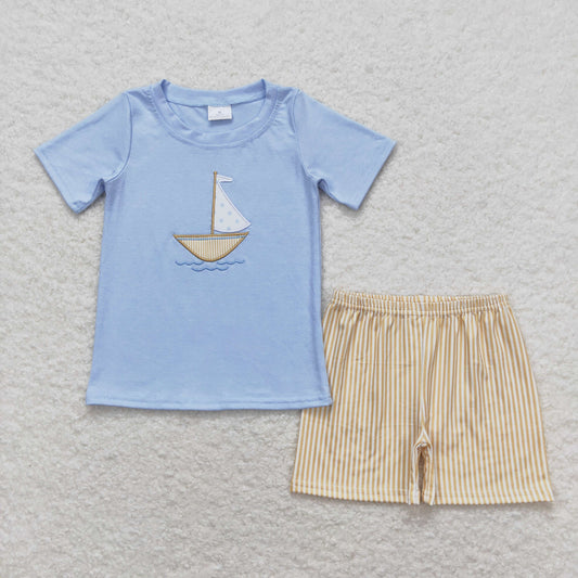 BSSO0602 Boys Sailboat Outfits Embroidery