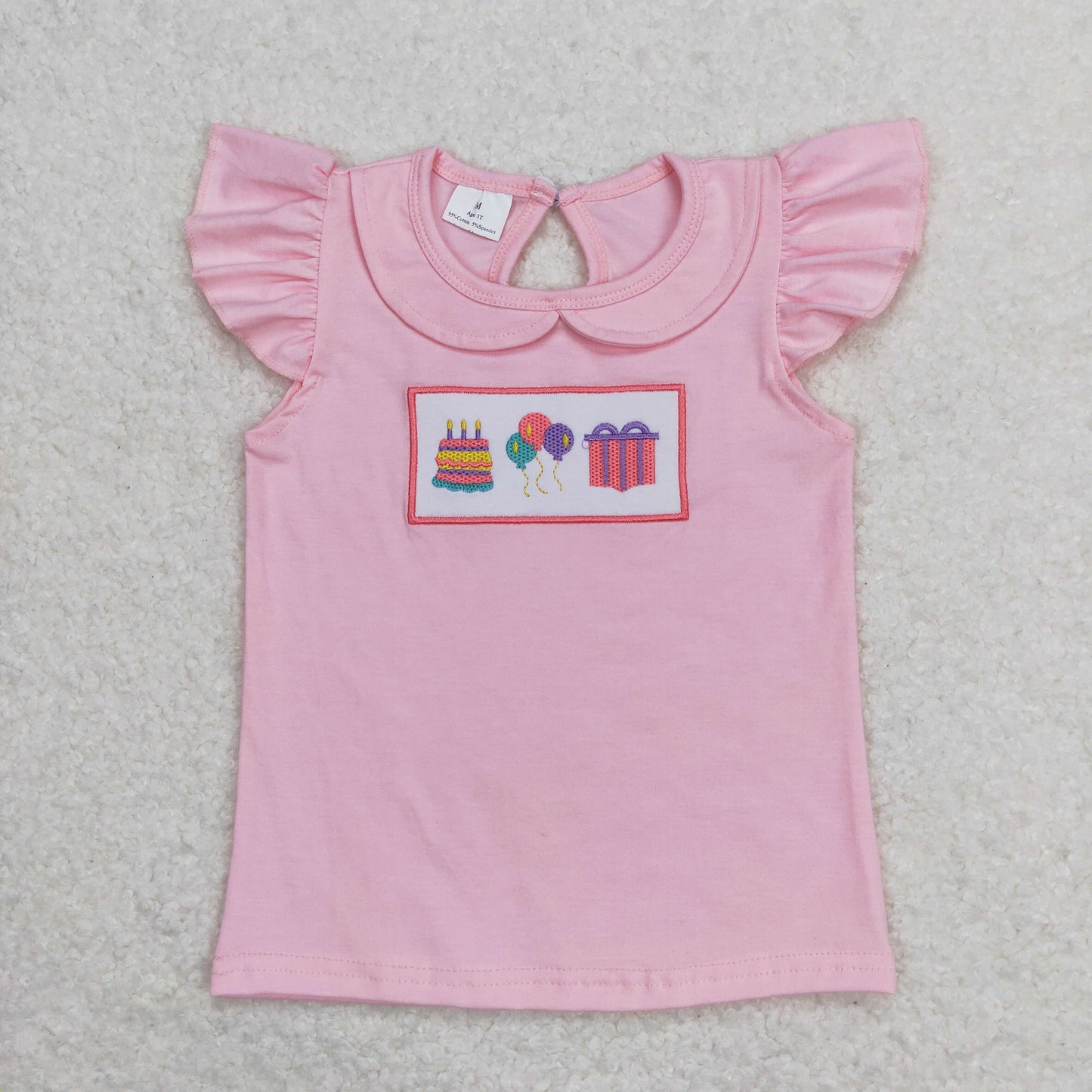 GT0501 Girls Birthday pink T-shirt Embroidery