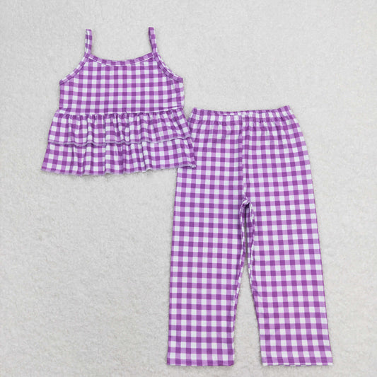 GSPO1379 Girls Purple Plaid Outfits