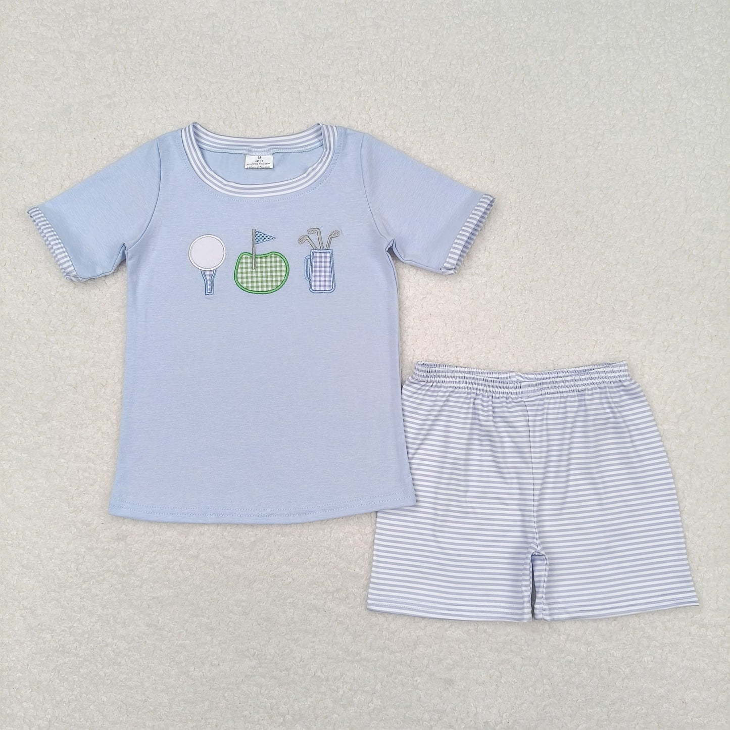 BSSO0686 Boys Blue Golf Outfits Embroidery