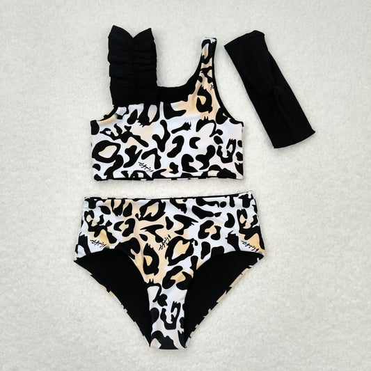 S0223 Girls Leopard Bathing Suit 2pcs