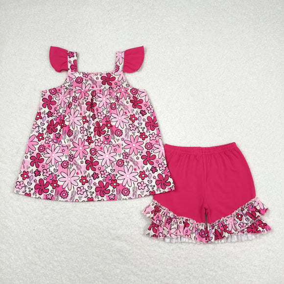 GSSO1005 Girls Floral Red Outfits