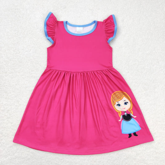 GSD1149 Flutter sleeves hot pink princess baby girls dresses