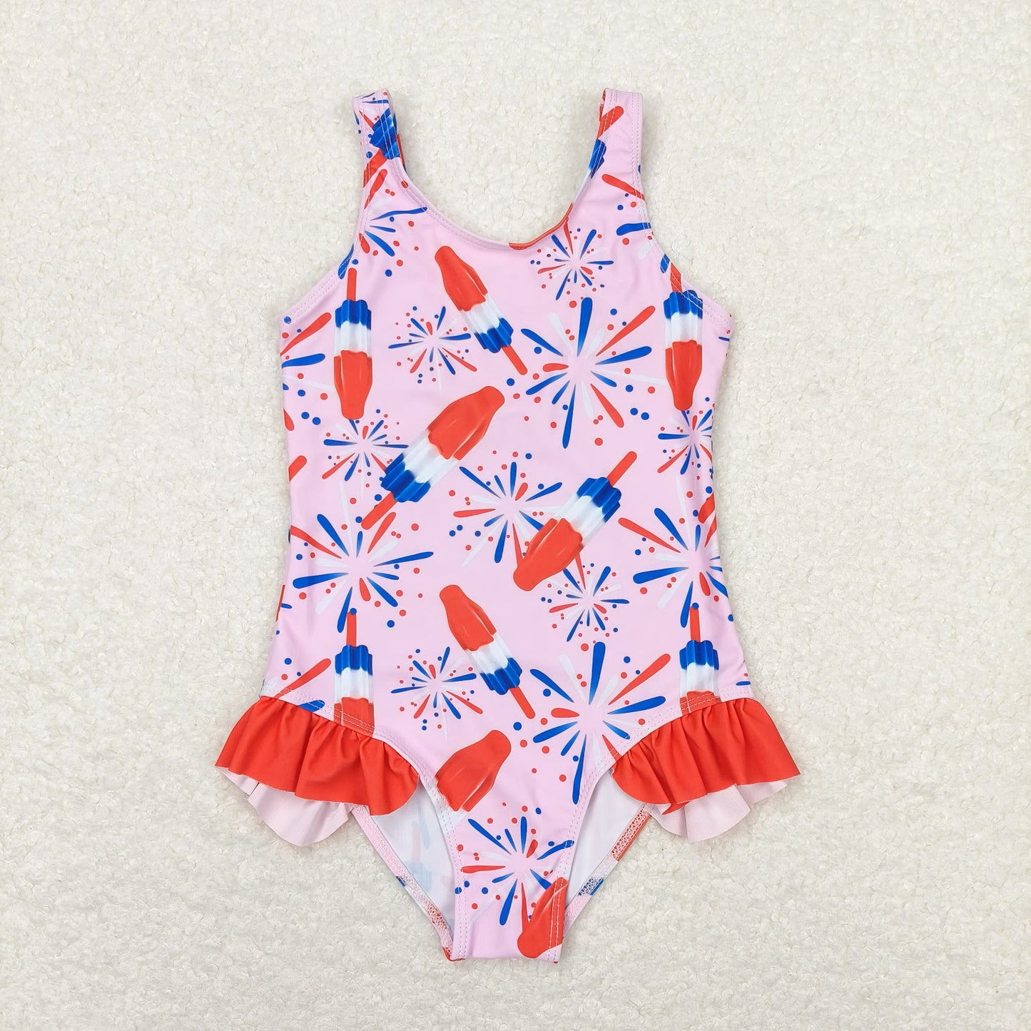 S0333 Girls USA Popsicle Bathing Suit 1pcs