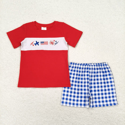 BSSO0584 Boys July 4th Outfits Embroidery