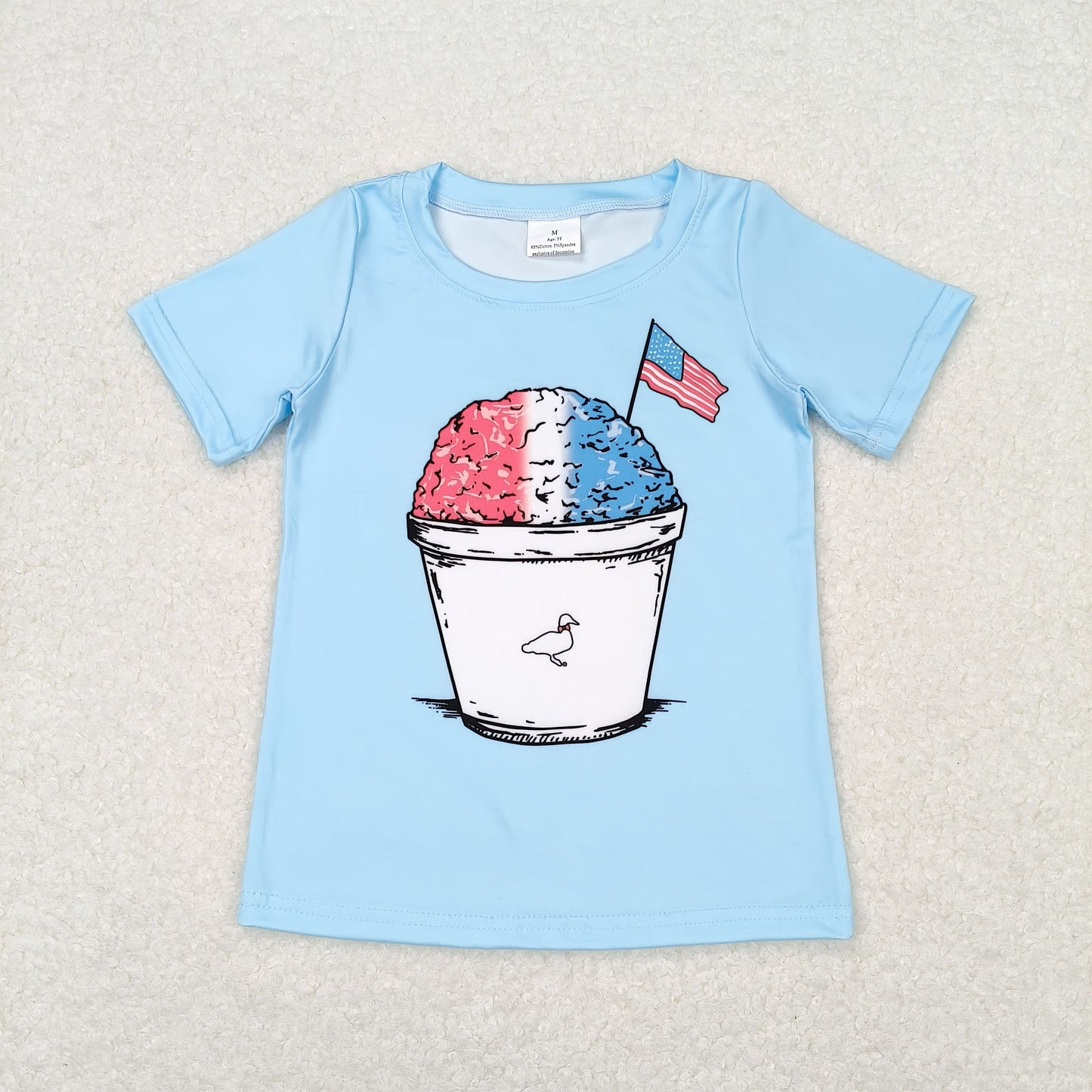 BT0648 Boys Flag T-shirt Milk silk