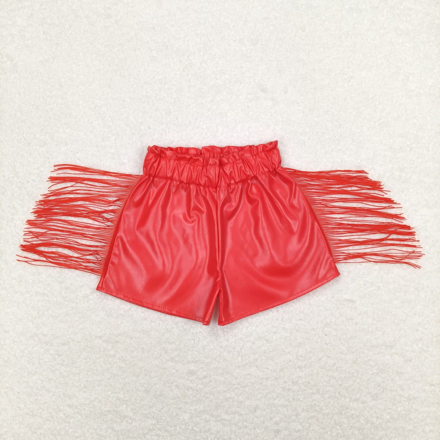 SS0252 Girls Red Leather Shorts