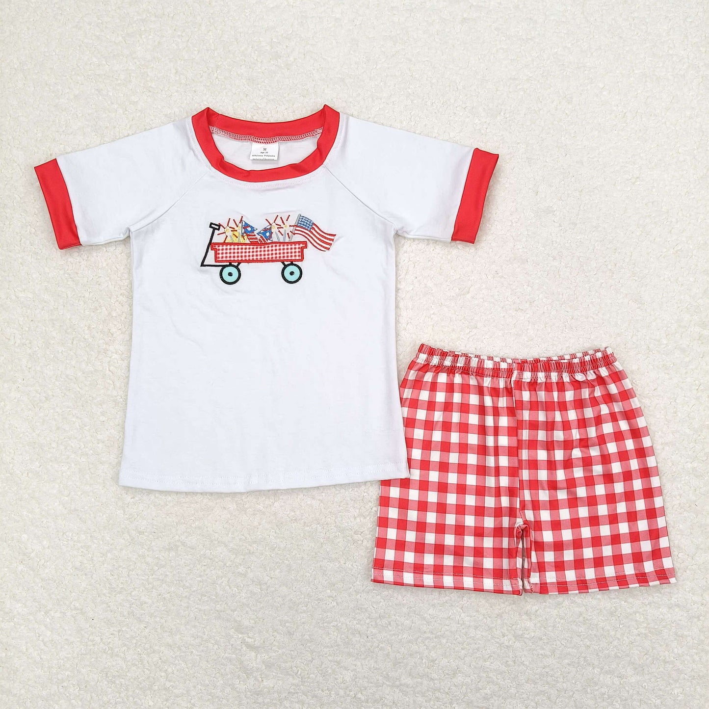 BSSO0618 Boys Flag Red Outfits embroidery